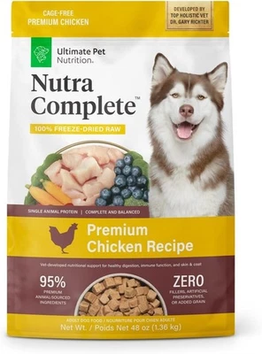 Ultimate Pet Nutrition Nutra Complete Freeze Dried Raw Chicken Dog Food 48oz