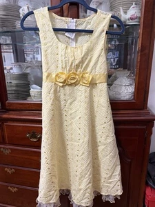 Bonnie Jean Girls Size 16 Yellow Eyelet For All Spring Dress EasterNew W/O Tag - Picture 1 of 9