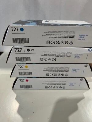 Qty 4 HP 727 Designjet чернильный картридж - 1 каждый B3P21A, B3P23A, B3P20A, B3P19A - Изображение 1 из 3