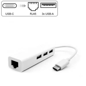 USB C auf 3x USB A und RJ45 Ethernet LAN Adapter Hub Mac USB-C 10/100 Mbps - Bild 1 von 8