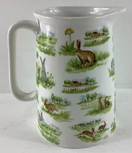 Grace Fine Porcelain Hares Rabbits Pitcher 7" H - Picture 1 of 7