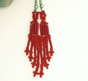 Seed Beaded Earrings, Apache Made, Southwestern - Picture 1 of 1