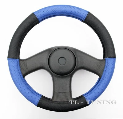 Lenkradbezug BLAU-SCHWARZ Perforiert LEDER Lenkradhülle Lenkradschoner Ø 37-39 - Bild 1 von 4