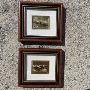 Original Art Made in Italy 24K Gold Leaf Framed Famous Painting SET of 2 ❤️sj8j1 - Picture 1 of 6