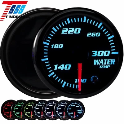 2" 52mm Water Temp Gauge Meter 100-300℉ 7 Color LED W/ 1/8 NPT Temp Sensor - Image 1 of 4