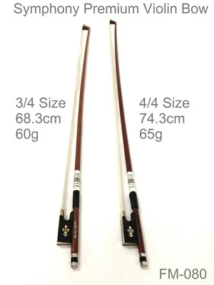 Symphony FM-080 High Quality Violin Bow–Natural Brazil Wood/Horse Hair, 3/4, 4/4 - image 1 of 4