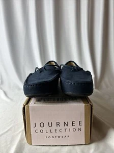 Journee Collection Women's Thatch Slip On Flat Loafers Navy Blue Size 7.5 - Picture 1 of 5