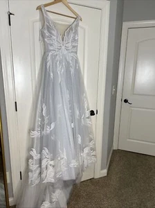 Pollardi Daria Karzoli Lillian Lace Dots Wedding Gown Bridal Dress Gray 11 - Picture 1 of 11