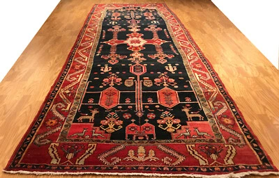 5 x 14  Runner  Antique Semi Geometric Malayer Hand Knotted Wool Vegetable Dye - Image 1 of 4