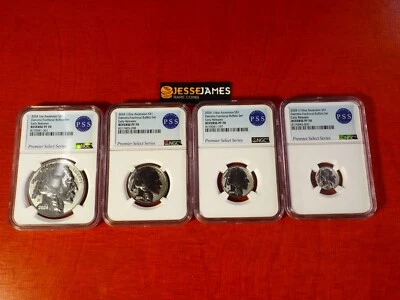 2024 $1 ASCENSION FRACTIONAL REVERSE PROOF SILVER BUFFALO NGC PF70 ER 4 COIN SET - Image 1 of 4