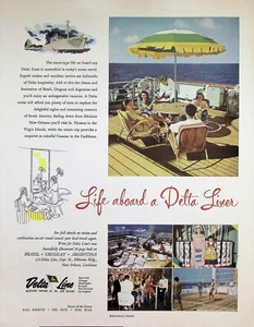 VINTAGE 1950s Print Ad ~ Delta Line Cruise Ships ~ Life aboard a Delta Liner... - Picture 1 of 1
