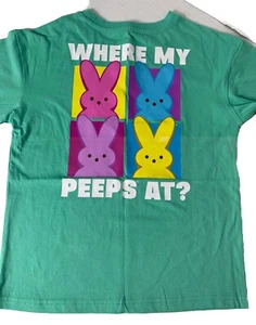 Peeps T-Shirt Kids Spearmint Green Cotton Crew Short Sleeve Sz 6/7 New Easter - Picture 1 of 8