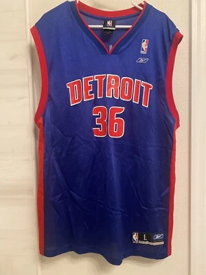 Camiseta deportiva de baloncesto para hombre Detroit Pistons roja blanca azul rasheed Wallace #36 NBA L Foto 1 de 3