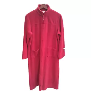 LL Bean Vintage 90s Housecoat Robe Womans Sz Large Red Zip Up Cottage Country - Picture 1 of 16