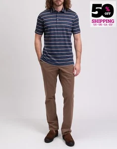 RRP €205 CORNELIANI Linen Polo Shirt IT48 US38 M Striped Side Slit Made in Italy - Picture 1 of 7