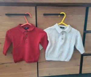 2 x NEXT Baby Red & Grey Jumper Set Bundle 3 - 6 Months Boys Dinosaur - Picture 1 of 7