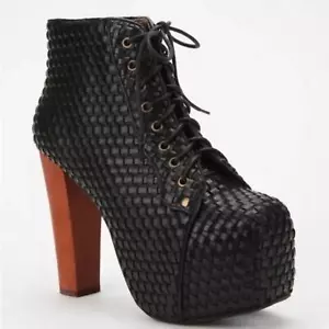 Jeffrey Campbell Lita Woven Leather Platform Bootie Size 9 - Picture 1 of 10