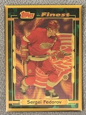 1995 TOPPS FINEST SERGEI FEDOROV RED WINGS BRONZE SERIES METAL CARD #7