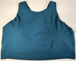 ATHLETA Womens Plus Workout Crop Top sz 2X Green Slvlss Built-In-Bra Stretch NWT - Picture 1 of 18