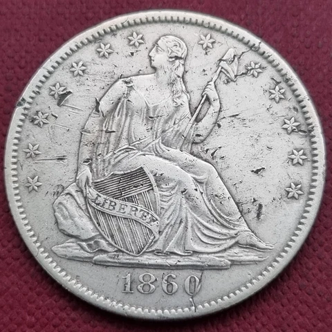 1860 O Seated Liberty Half Dollar 50c Higher Grade XF - AU Details #57444 Cover