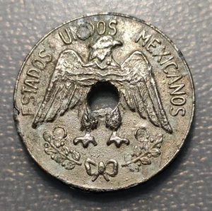 MEXICO ESTADOS UNIDOS MEXICANOS MEDALLA CON AGUJERO REPRESENTANDO 1 PESO 1914 - Picture 1 of 2