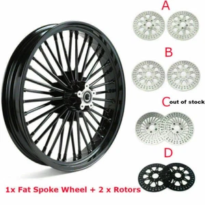 21x3.5 Fat Spoke Front ABS Wheel w/ Rotors for Harley Touring Street Glide 09-23 - Picture 1 of 7