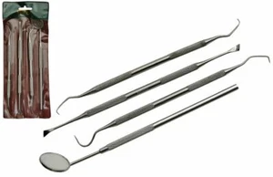 DENTAL TOOLS | 4 Piece Teeth Cleaning Kit Mirror, Scraper, Remover, and Pick - Picture 1 of 1