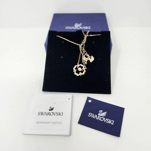 Swarovski Quatrefoil Necklace Sparkling Flower Rose Gold Plated 5408437 9" - Picture 1 of 18