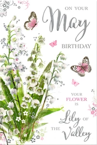 MAY BIRTHDAY CARD ~ QUALITY CARD ~ FLORAL DESIGN & LOVELY VERSE BY JONNY JAVELIN