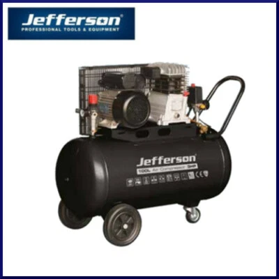 JEFFERSON 100 LITRE 3HP BELT DRIVEN COMPRESSOR (SINGLE PHASE) - Image 1 of 2