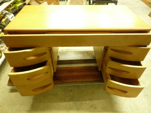 Heywood Wakefield kneehole desk ( M320W) 50" W X 24" D X 30" H ( WHEAT FINISH ) Cover