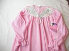 Kelly Reed Long Nightgown , Pink Lightweight Fleece w/Applique Trim  Size M New