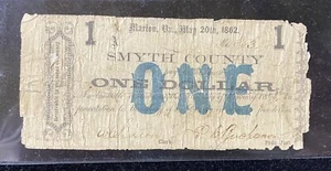 1862 Smyth County, Marion VA $ 1 Note - Bild 1 von 3
