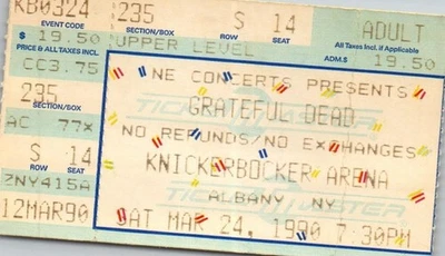 Grateful Dead Concert Ticket Stub March 24 1990 Albany New York - Image 1 of 4