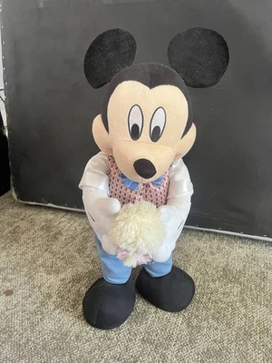 Vtg Mickey Mouse 24 Inch Stand Up Easter Plush Toy Holding Chick Disney 2 Foot - Image 1 of 4