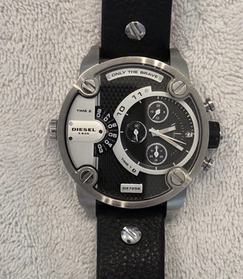 Diesel DZ7256 SILVER Black Leather Only The Brave” Men's Little Daddy Mint - Image 1 of 4