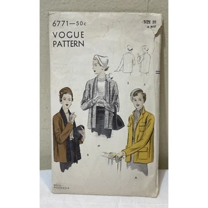 Vogue Pattern #6771-50c Size 20 Bust 38 Jacket Uncut - Picture 1 of 3