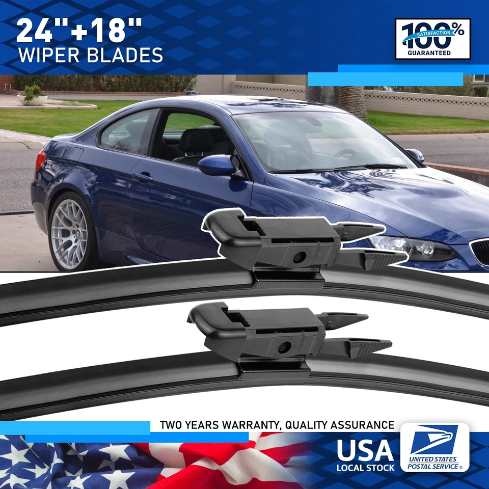New 24"+18" Premium Quality Front Windshield Wiper Blades For BMW 323i 2009-2011 — 第 1/4 张图片