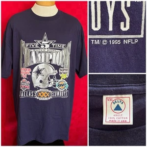 NEW NOS VINTAGE 1995 Dallas Cowboys Super Bowl Silver Foil Shirt Size 2XL - Picture 1 of 12