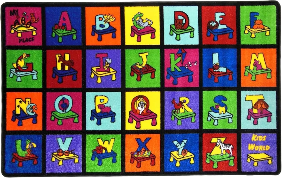 SAFECASTLE Kids My ABC Place Alphabet Rug 7'8x10'4 Colorful Learning Carpet - Image 1 of 4