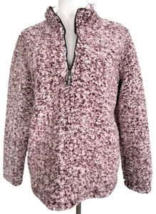 Time and Tru Womens Size Large 12/14 Red Thick Sherpa Quarter Zip Pockets Cosy - Picture 1 of 14