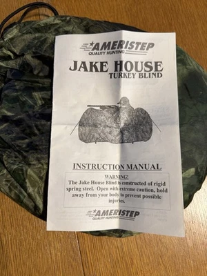 Ameristep Jake House Turkey Blind Pop Up Spring Steel Portable Hunting Camo - Image 1 of 4