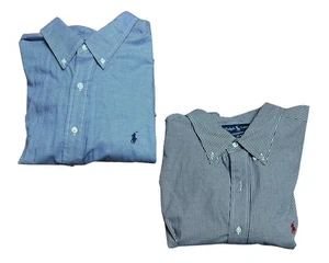 Ralph Lauren Blake Button Down Hemd Herren 2XL Blau Kariert Langarm 2 Stück Vintage - Bild 1 von 22