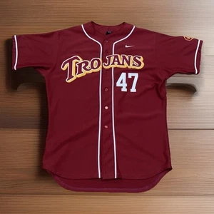 Authentic Nike USC Trojans Baseball Jersey #47 Stitched Size 50 Adult Red - Picture 1 of 5