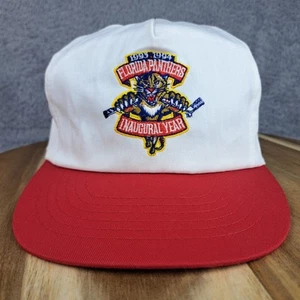Vintage Florida Panthers Hat Cap Snap Back White Red 93' 94' Inaugural Year Mens - Picture 1 of 11