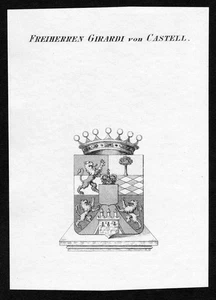 1820 Girardi De Castell Blason Noblesse Écusson Héraldiques Gravure Sur Cuivre - Imagen 1 de 1