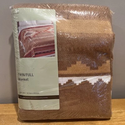 Vtg Aztec Geometric Southwest Walmart Poly Blanket Twin/Full 72" x 90" NOS - Image 1 of 4