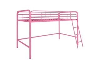 Jett Junior Twin Metal Loft Bed, Pink - Picture 1 of 7