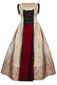 Steampunk Victorian Renaissance Gothic Lolita Medieval Brocade Velvet Gown Dress - Picture 1 of 6