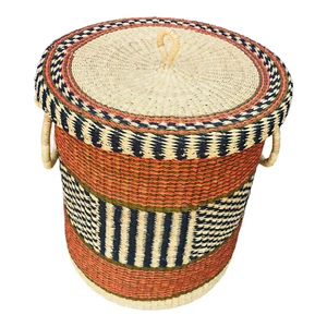 Wäschekorb mit Deckel, Wäschekorb aus Weidegeflecht, Rattankorb, Webkorb Aufbewahrung - Bild 1 von 2